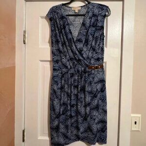 #108 MICHAEL KORS BLUE FAUX WRAP DRESS MEDIUM